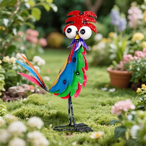 Natelf Outdoor Wacky Metal Rooster Yard Statue India | Ubuy