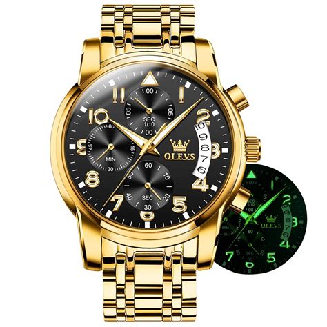 Buy OLEVS Watch for Men Quartz Business Dress Two Tone Stainless Steel ...