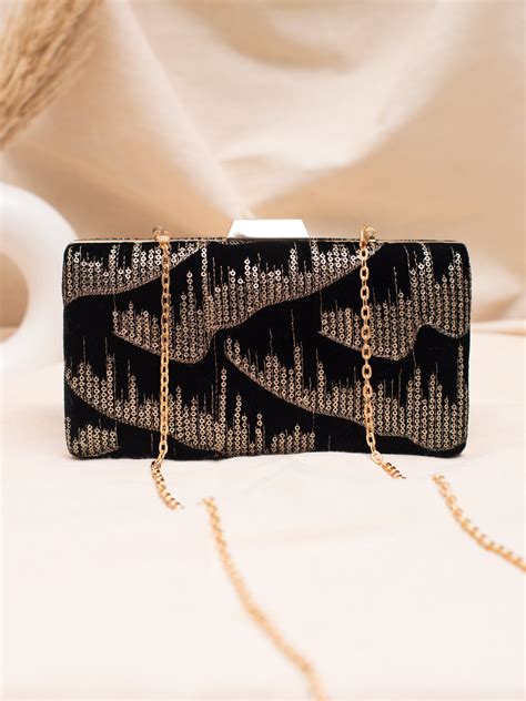 Artklim Black Gold Glam Box Clutch