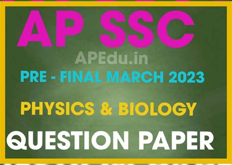 AP SSC Pre-final March 2023 Question Paper and Answer Key Papers ...