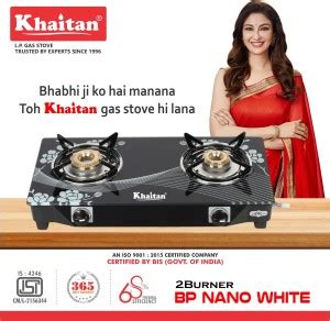Khaitan 2 Burner BP-Nano White Digital Glass Manual Gas Stove Price in ...