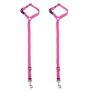 X AUTOHAUX 2pcs Pink Nylon Adjustable Cat Dog Pet Seat Strap Car ...