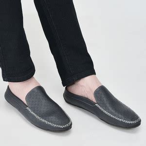 FAUSTO Stitched Block Design Pattern Back Open Slip On Shoes Loafers ...