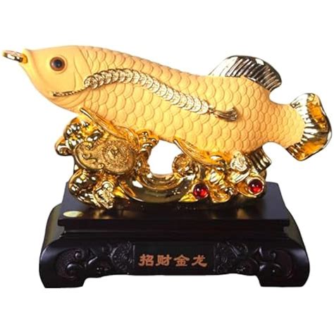Feng Shui Import 25 Inch Big Feng Shui Golden Arowana Fish Statue India ...