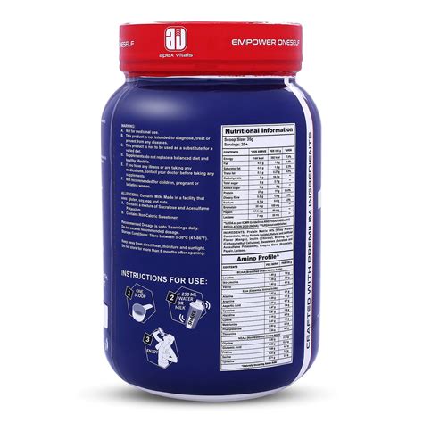 Apex Vitals 1 Whey, Grass-Fed Whey, Made In Europe, FDA,EFSA & FSSAI C ...