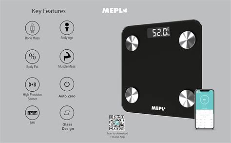Mepl Lcd Bmi Weighing Machine with Body Fat Analyzer Weight Scale (13 ...