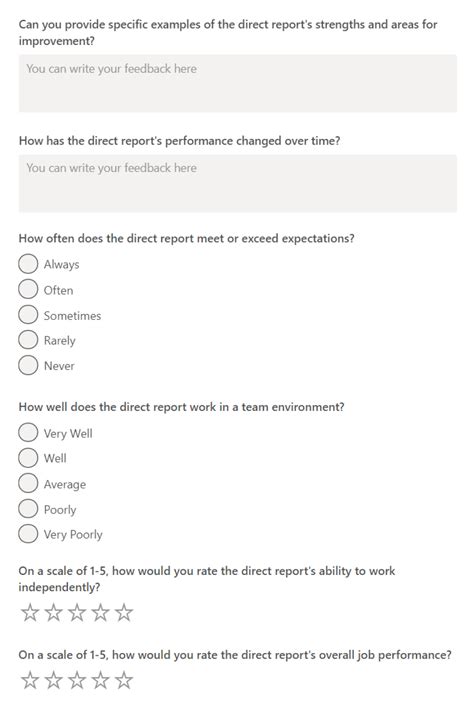 Teamflect: Manager to Direct Report Feedback Template