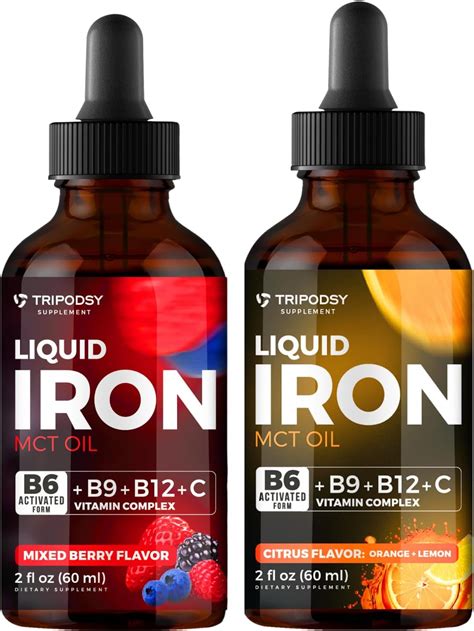 Amazon.com: Liquid Iron Supplement, Iron Drops, Women and Men, B6, B9, B12, Vitamin C, Anemia ...