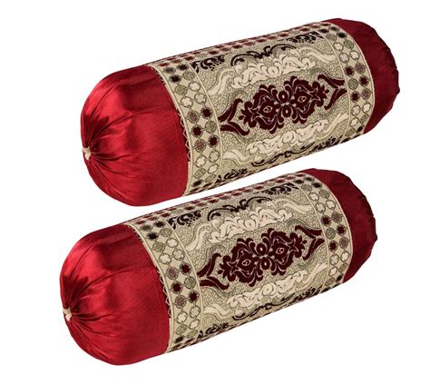 Shopway Collection Chenille Damask Bolsters Round Pillow Cover - 30"x16 ...