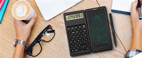 Xech Foldable LCD E-Writer and 12 Digit Calculator DigiFold with Stylus ...