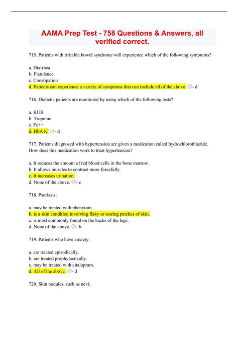 CMA (AAMA) Exam| AAMA Prep Test - 758 Questions and Answers ...