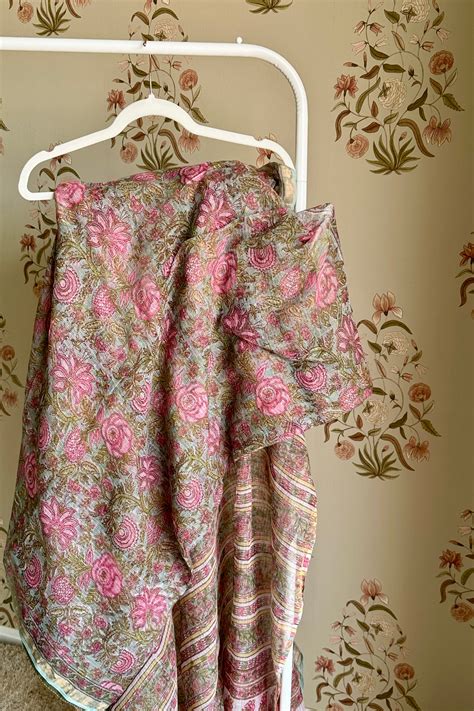 Niamh Green & Pink Printed Kota Doria Saree