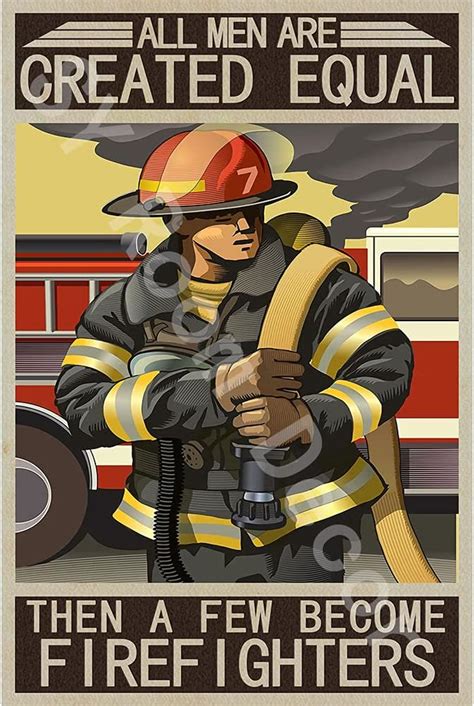 Buy Firefighter Poster Room Decor All Men Are Created Equal ...