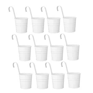 PRIME KRAFTS Round Railing Planters Hanging Flower Pots Metal Iron ...