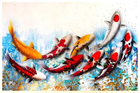 9 koi fish painting Feng Shui Vastu for bedroom