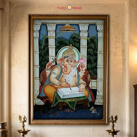 Vighnaharta Ganesha Pichwai Painting Art | Pretty Homes India
