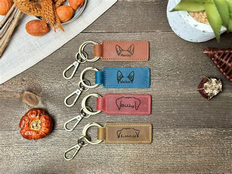 Custom Dog Owner Gift Ideas, Dog Gift, Genuine Leather Keyring, Leather ...