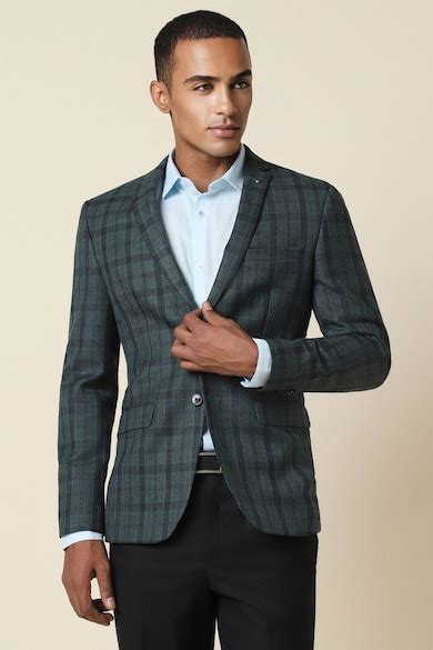 Buy Men Green Slim Fit Check Formal Blazer Online - 939368 | Allen Solly