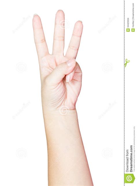 显示三个手指的女性手 库存照片. 图片 包括有 - 34423334