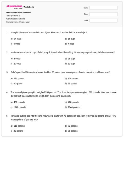 50+ Measurement Word Problems worksheets for Class 3 on Wayground ...