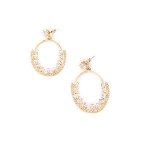 Buy Odette Women White Embellished Dangler Earrings Online