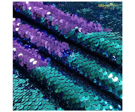 Mermaid Sequin Fabric Aqua to Purple Reversible Sequin Fabric by The ...
