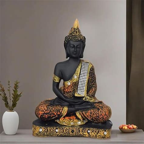 Buy SPLICE Polyresin Sitting Buddha Idol Statue Home Decor Sitting ...