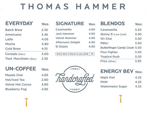 Thomas Hammer Coffee Roasters Menu - Updated October 2025