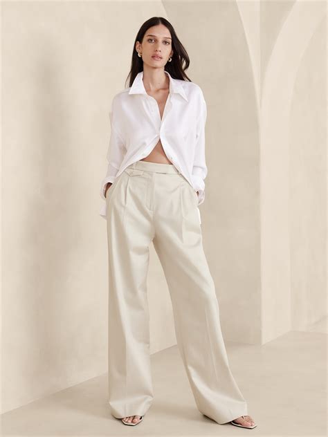 Carmel Pleated Wide-Leg Pant | Banana Republic