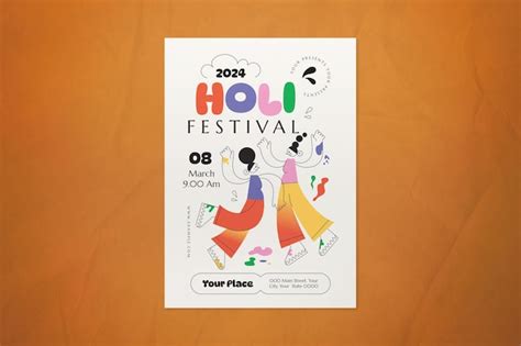 Colorful modern hand drawn holi festival flyer | Premium PSD
