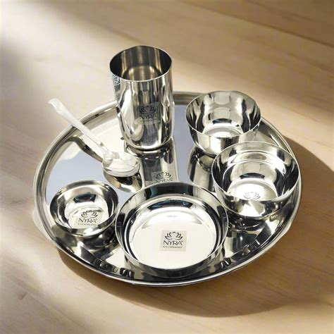 Stainless Steel Premium Thali/Dinner Set of 7-Pieces | Elegant Dinnerw ...
