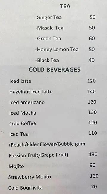 Menu at Sam's Cafe Kitchen & Bakery, Pune