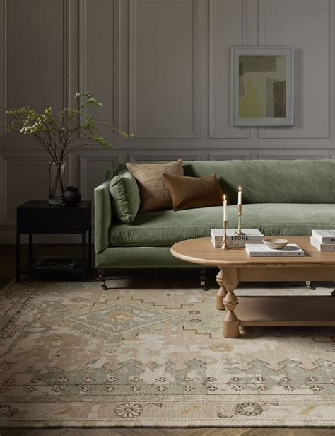 Fabienne Sofa, Cognac Velvet 71"W | Muted green couch, Olive sofa ...