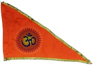 Manorath Om Symbol Printed Bhagwa Jhanda safforn Flag Triangle Outdoor ...
