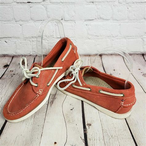 Women's 6.5 LL Bean Boat Shoes Sneakers Rustic Red Canvas Moc Oxford ...