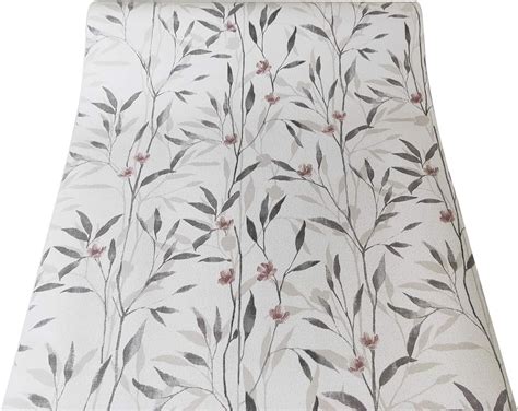 Buy Vintage Self -Adhesive Wallpaper Floral 1.48ft x 9.8ftRoll Grey ...