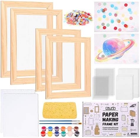 Caydo 18 Pieces Paper Making Kit includes A5, A6 Size Wooden Mold and ...