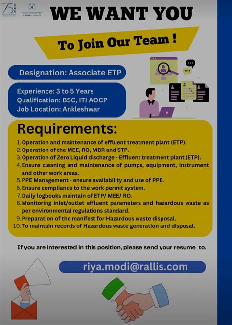 Tata rallis Ankleshwar Job vacancy for ETP Bsc ITI AOCP apply now ...