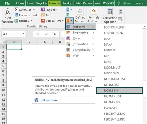 Image result for Norm Dist Norm Inv Formulas in Excel