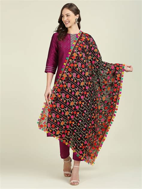 Georgette Dupatta with Multicolour Embroidery all over – Dupatta Bazaar