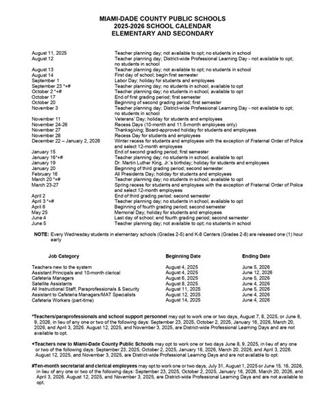 Miami-Dade County Public Schools Calendar 2025-2026 [PDF]