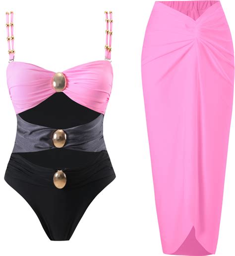 One Piece Swimsuit Black with Beach Cover up Wrap Skirt – The Curvves