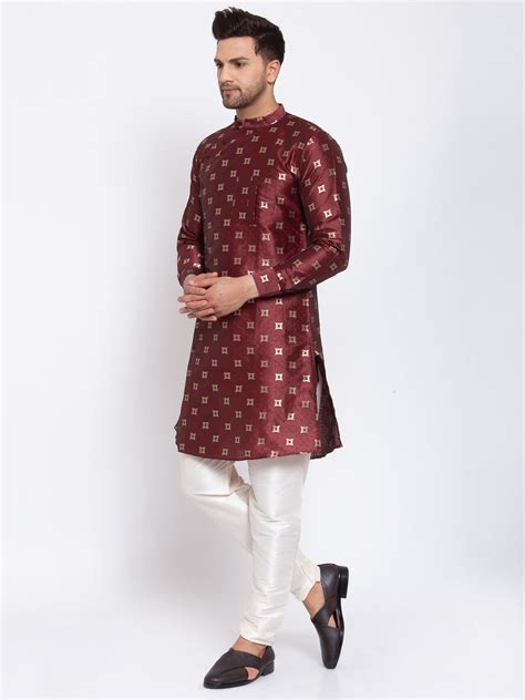 KLOTTHE Maroon Cotton Geometric Kurta – KLOTTHE®