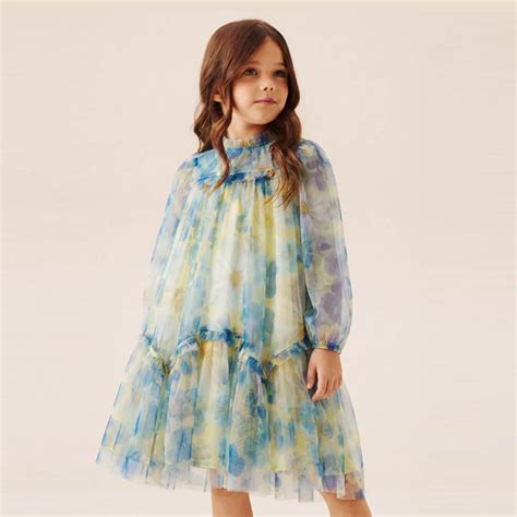 Angel & Rocket Girls Printed Yellow Cotton Polyester Dresses