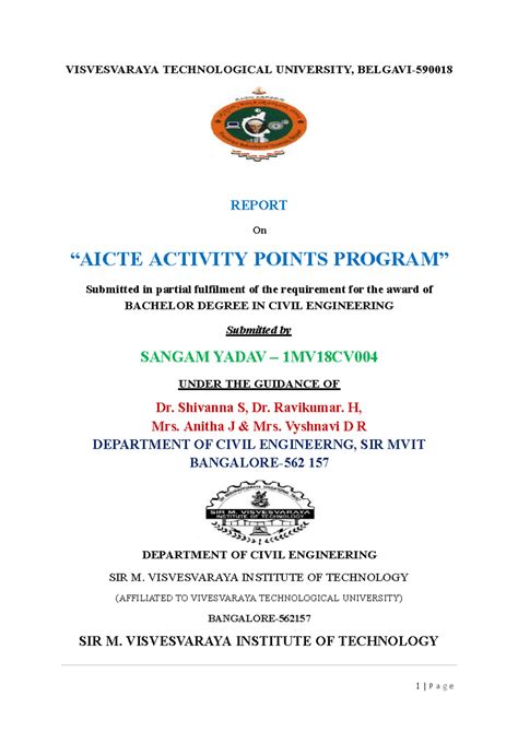 AICTE Activity Points Program Report for Civil Engineering - 1MV18CV ...