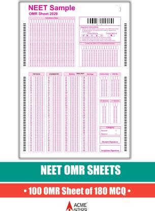 NEET OMR Sheets |100 OMR Loose Sheets For 180 MCQs: Buy NEET OMR Sheets ...