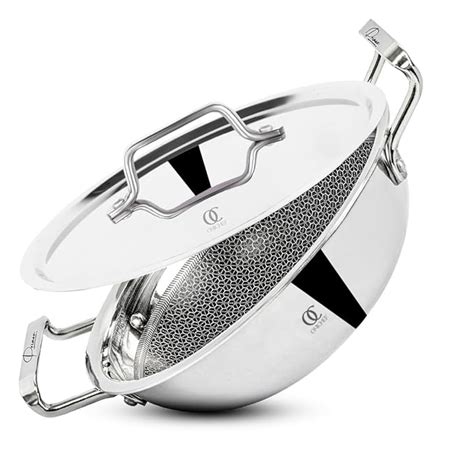 Omichef Triply Honeycomb Kadai/Kadhai with Stainless Steel Lid | Medium ...