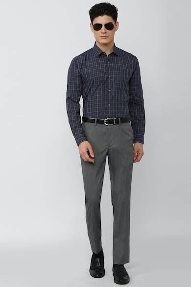 Buy Men Grey Textured Formal Trousers Online - 764700 | Peter England