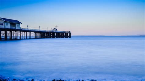Download wallpaper 3840x2160 jetty, pier, sea, canal, penarth, wales ...