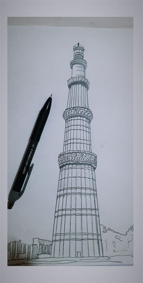 Qutub Minar | Easy drawings, Art drawings sketches simple, Book art